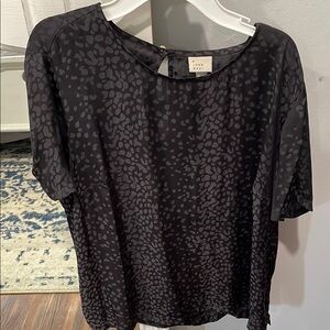 A New Day Black Relaxed Short Sleeve Blouse